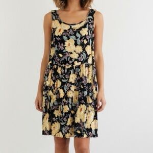 Vintage 90s Black Floral Summer Mini Dress MP
